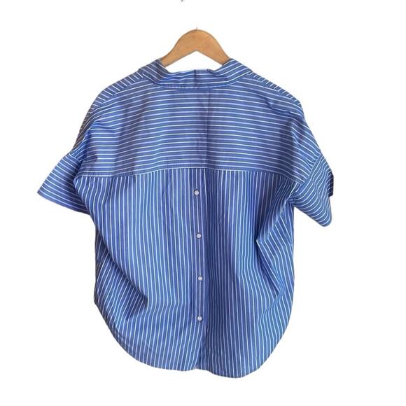 MADEWELL Courier Stripe Button Back Shirt In Midnight Sea - Picture 3 of 13